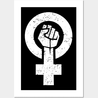 feminist fist, women symbol, girl power, equality women's era (white) Posters and Art